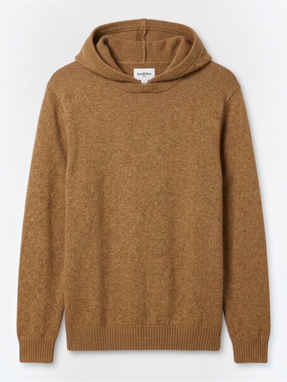 Goodfellow Men XL Knit Hoodie Sweater Camel Brown Long Sleeve Pullover Top